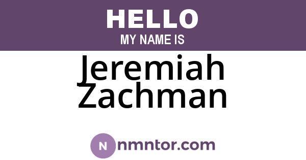 Jeremiah Zachman