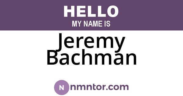 Jeremy Bachman