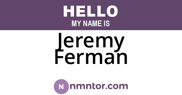 Jeremy Ferman