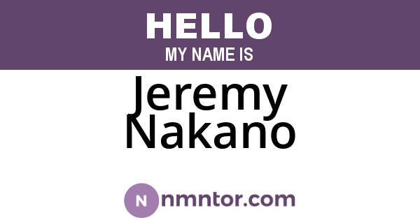 Jeremy Nakano