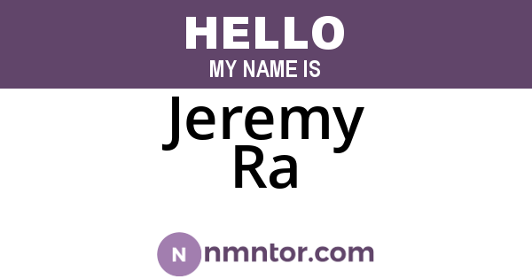 Jeremy Ra