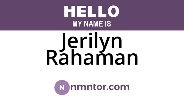Jerilyn Rahaman