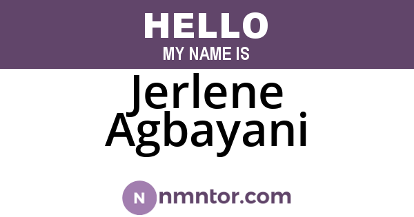 Jerlene Agbayani