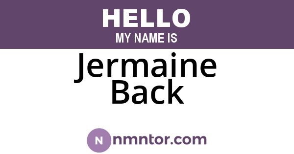 Jermaine Back