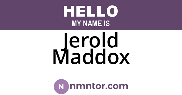 Jerold Maddox