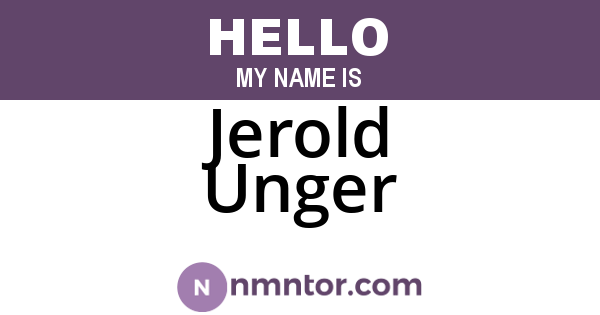 Jerold Unger