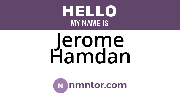 Jerome Hamdan