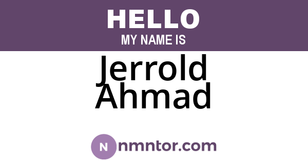 Jerrold Ahmad