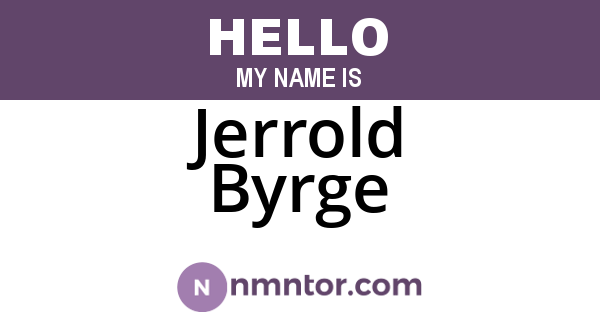 Jerrold Byrge
