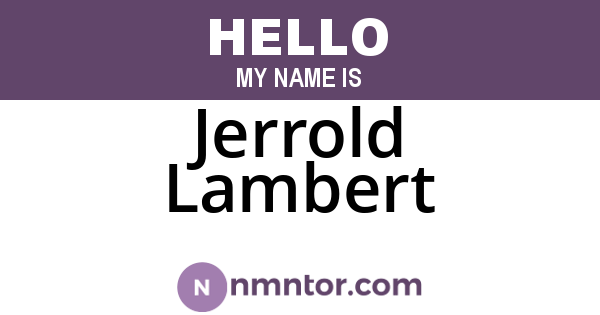 Jerrold Lambert