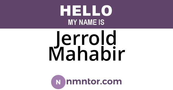Jerrold Mahabir