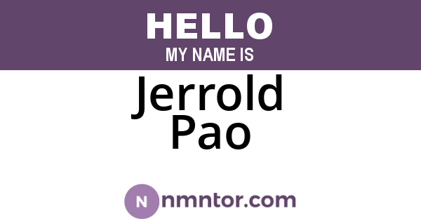 Jerrold Pao