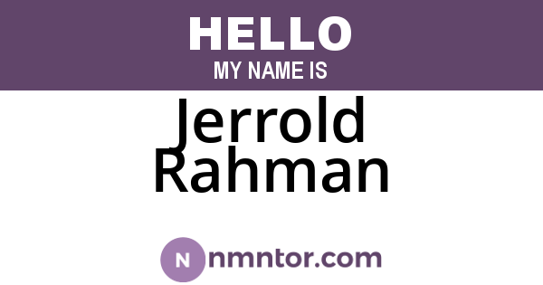 Jerrold Rahman