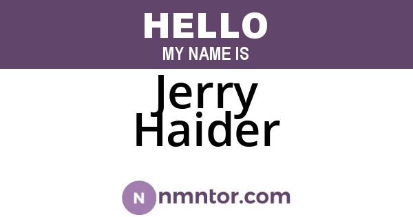 Jerry Haider