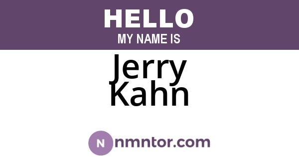 Jerry Kahn
