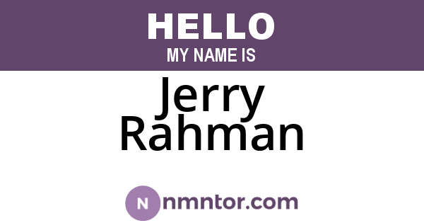 Jerry Rahman