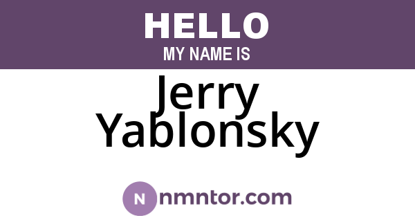 Jerry Yablonsky
