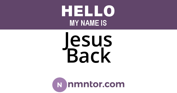 Jesus Back