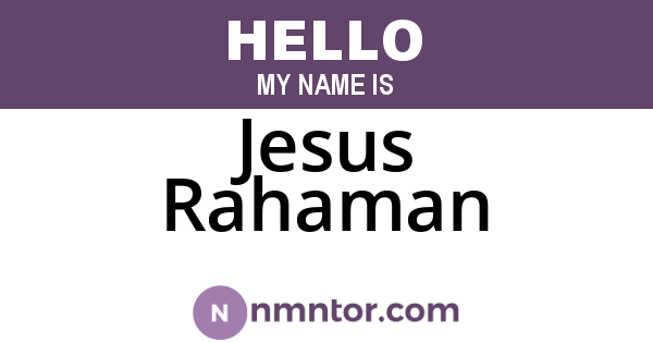 Jesus Rahaman