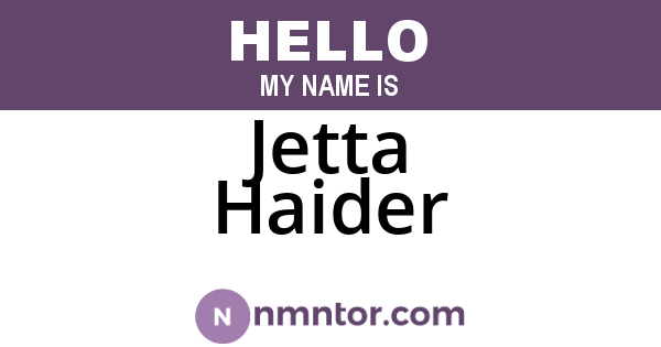 Jetta Haider