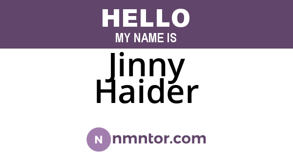 Jinny Haider