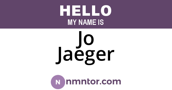 Jo Jaeger
