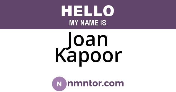 Joan Kapoor