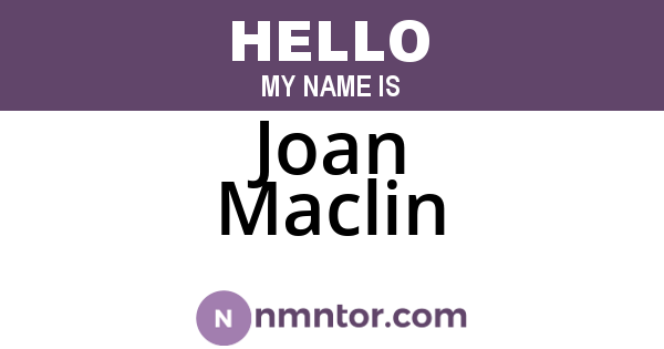 Joan Maclin