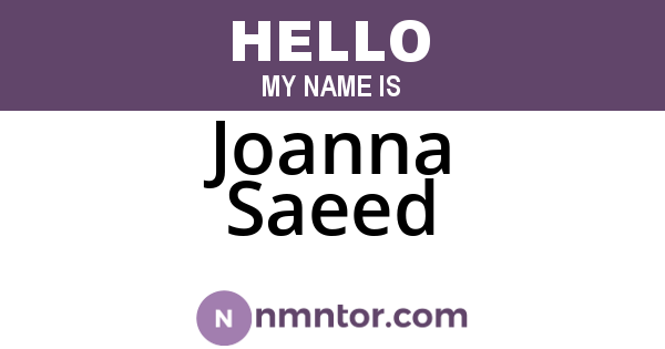 Joanna Saeed