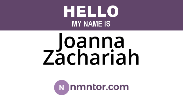 Joanna Zachariah