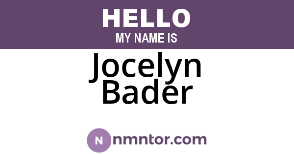 Jocelyn Bader