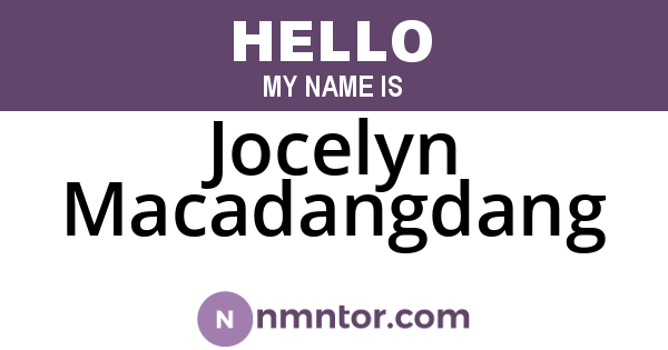 Jocelyn Macadangdang