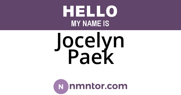 Jocelyn Paek