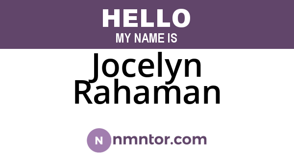 Jocelyn Rahaman