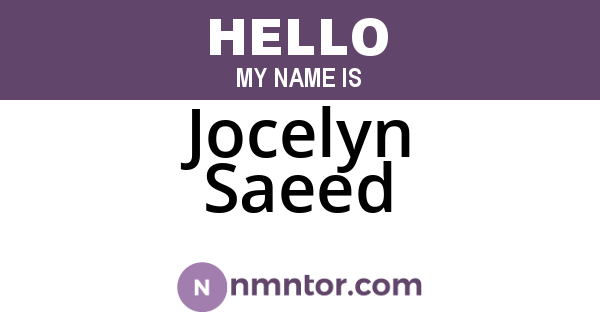 Jocelyn Saeed