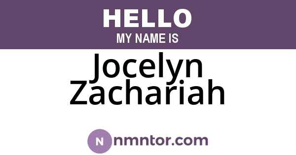 Jocelyn Zachariah