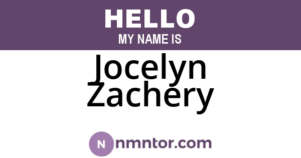 Jocelyn Zachery