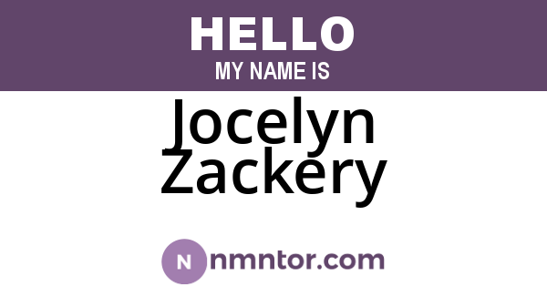 Jocelyn Zackery