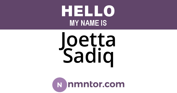 Joetta Sadiq