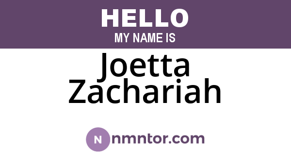 Joetta Zachariah