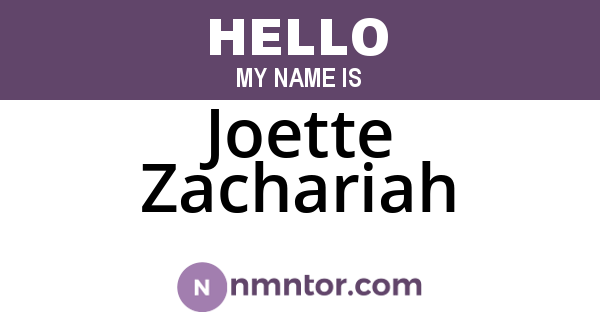 Joette Zachariah