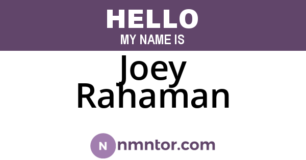 Joey Rahaman