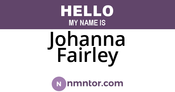 Johanna Fairley