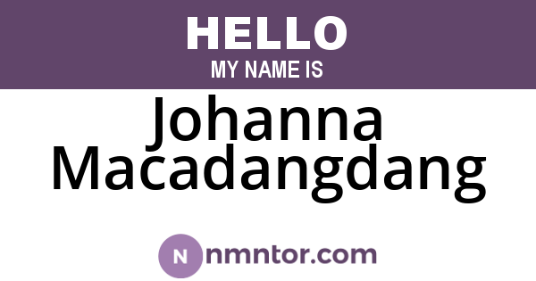 Johanna Macadangdang