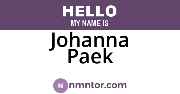 Johanna Paek