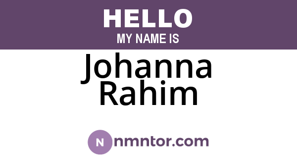 Johanna Rahim