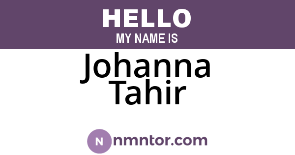 Johanna Tahir