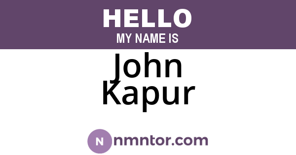 John Kapur