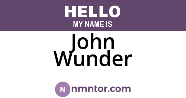 John Wunder