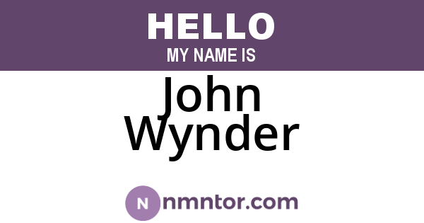 John Wynder
